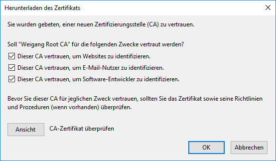 Import Rootzertifikate